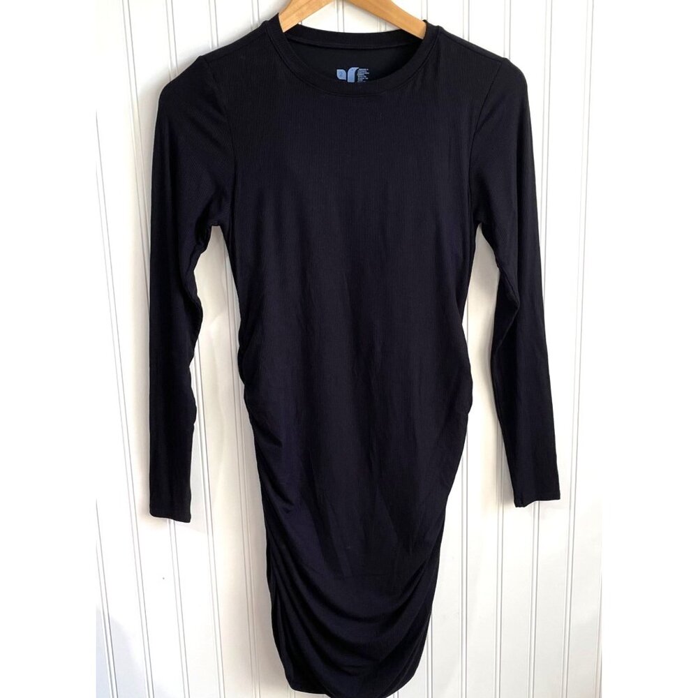 SheBird Dress Womens 2 Black Ruched Built In‎ Bra Performance Fitted Stretchy
